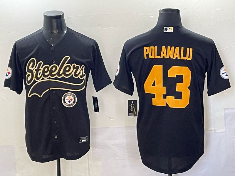 Men 2025 Pittsburgh Steelers #43 Polamalu black 3th generation Joint Name Nike Limited NFL Jersey style 0010